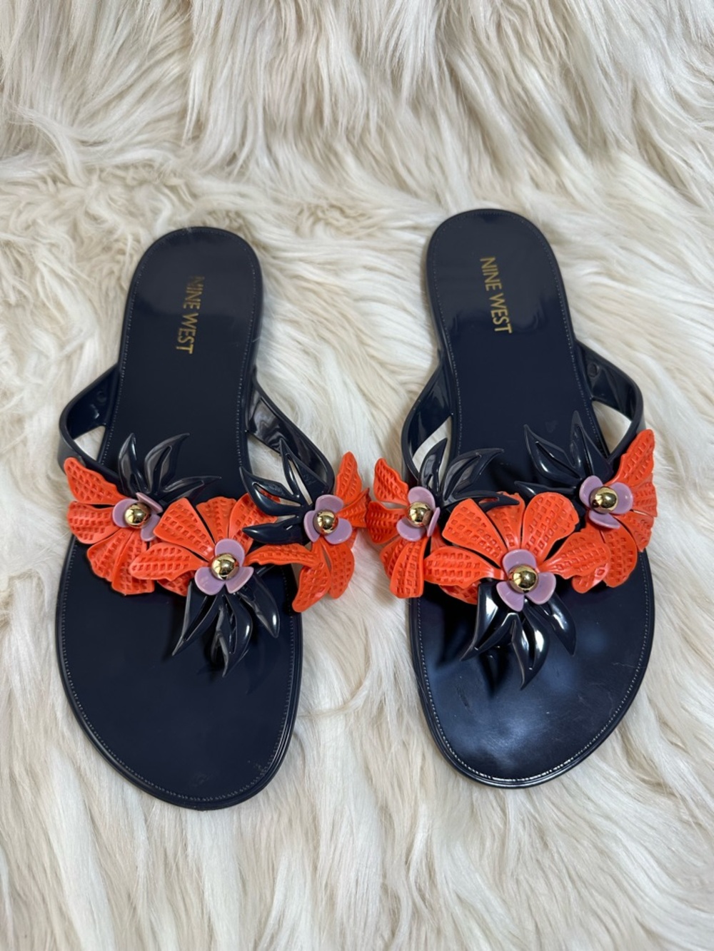 🌺 Nine West Floral Jelly Sandals – Size 9 - Picture 2 of 6